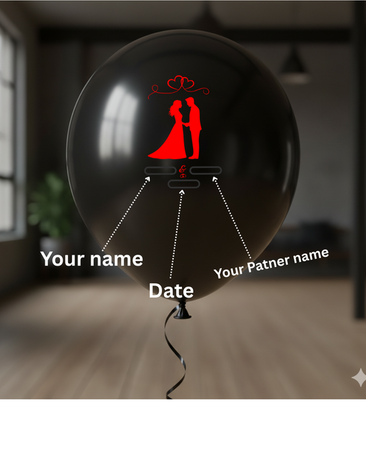 Custom Couple Name Printed Wedding Balloon Black - Unique Wedding Decor 100 balloons per pack Red