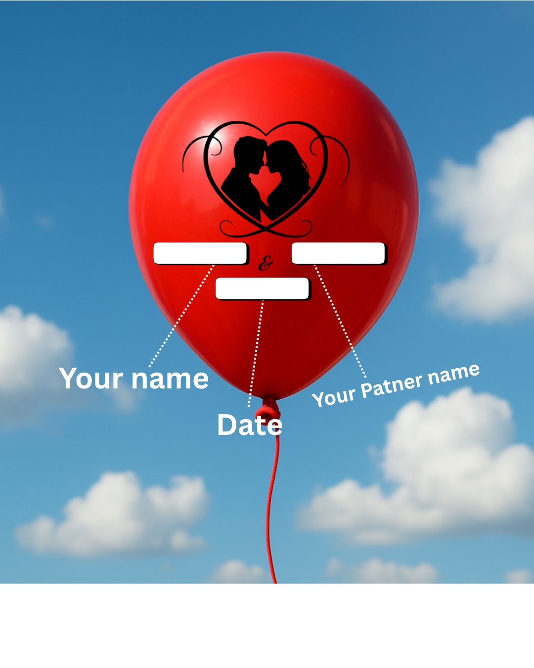 Personalized Wedding Balloons with Couple Names & Date - Custom Red Latex Balloons for Marriage 100 balloons per pack Black