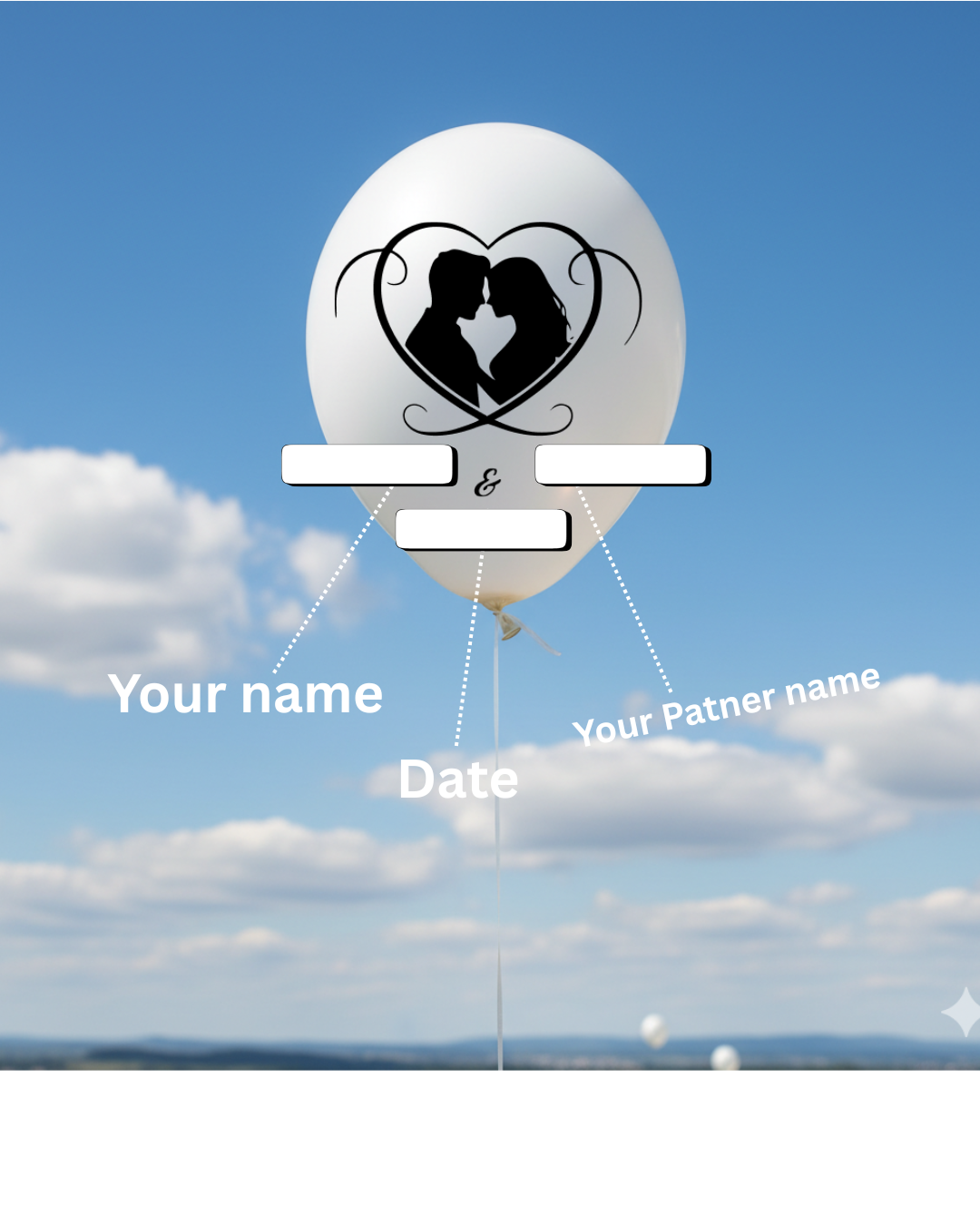 Personalized Wedding Balloons with Couple Names & Date - Custom White Latex Balloons for Marriage 100 balloons per pack Black