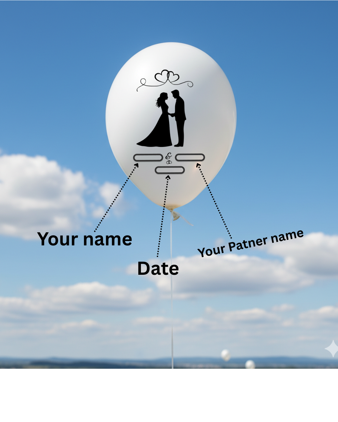 Custom Couple Name Printed Wedding Balloon White - Personalize Your Special Day 100 balloons per pack Black
