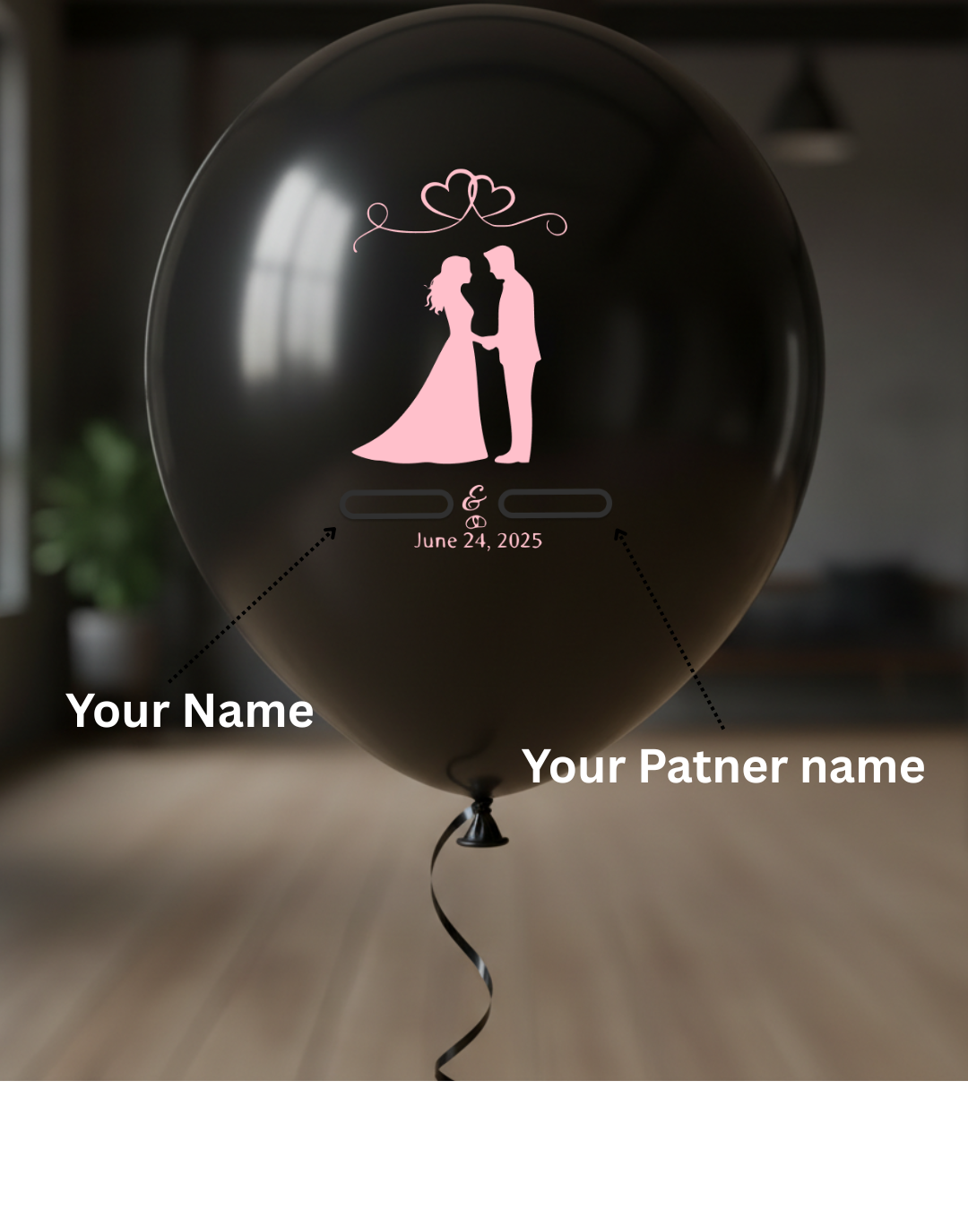 Custom Couple Name Printed Wedding Balloon Black - Unique Wedding Decor