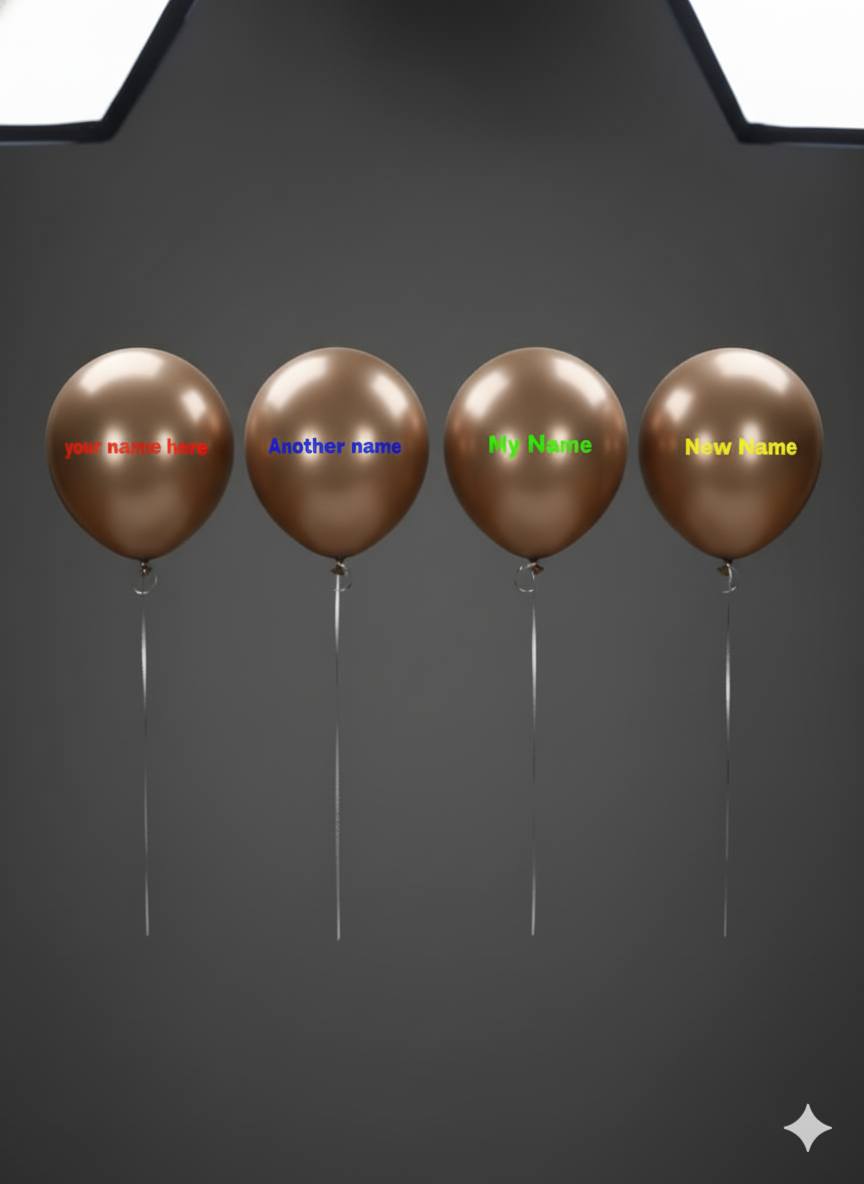 Custom Name Printed Metallic Copper Chrome Balloon for Unique Celebrations