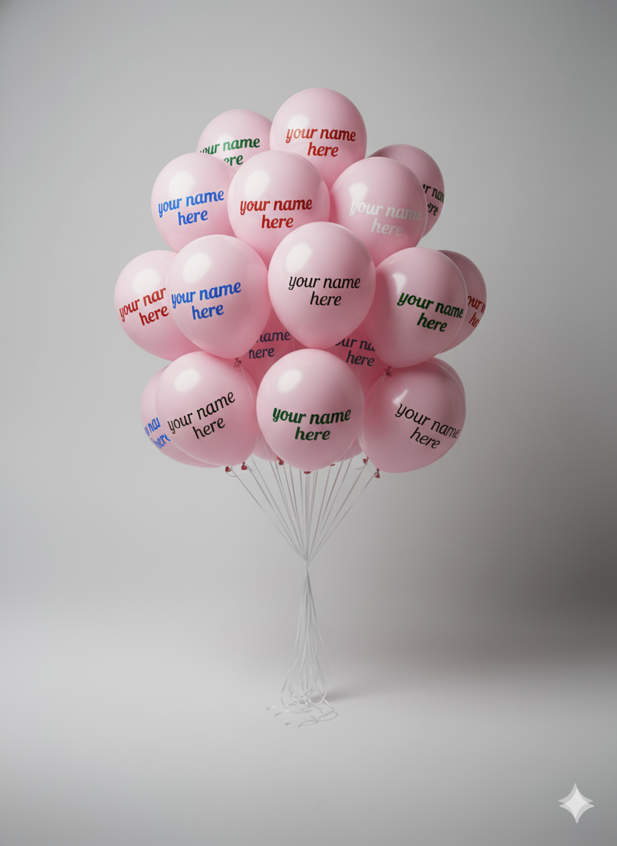Custom Name Printed Pastel Pink Balloon for Personalized Celebrations