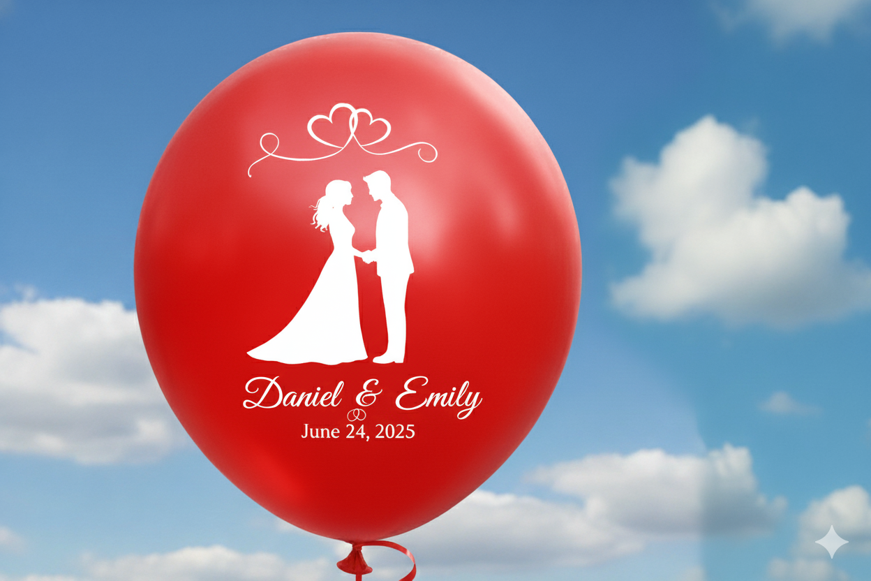 Custom Name Printed Balloons for Wedding Couple Red - Personalize Your Celebration