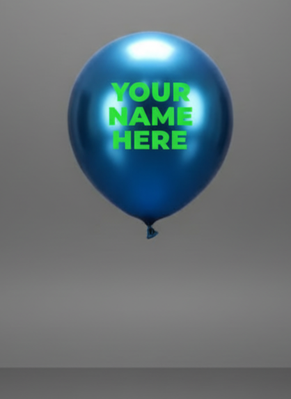Custom Name Printed Blue Chrome Balloon for Personalized Celebrations