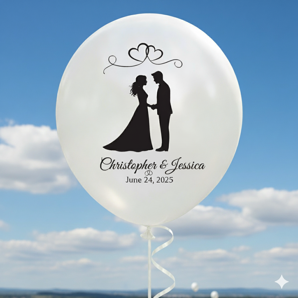 Custom Couple Name Printed Wedding Balloon White - Personalize Your Special Day