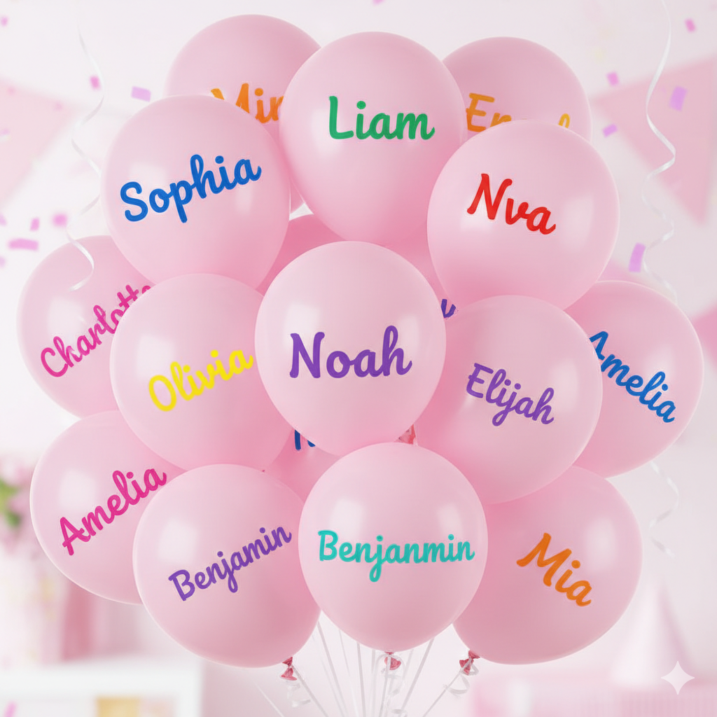 Custom Printed Pink Balloon with Name - Personalized Party Decor