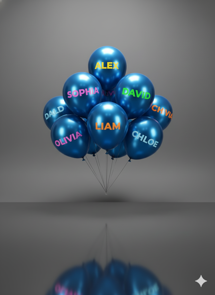Custom Name Printed Blue Chrome Balloon for Personalized Celebrations