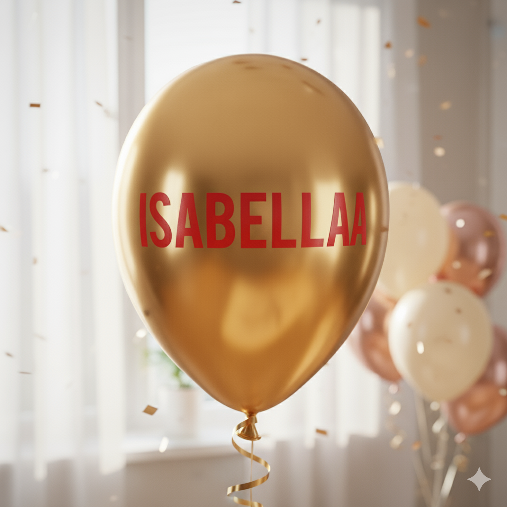 Custom Name Printed Golden Chrome Balloon for Unique Celebrations