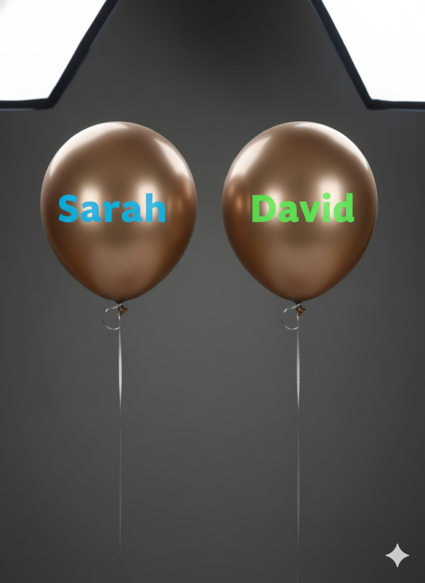 Custom Name Printed Metallic Copper Chrome Balloon for Unique Celebrations