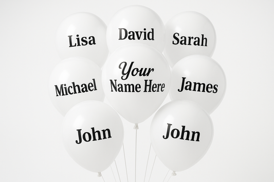 Custom Name Print Balloons for Personalized Celebrations - White Balloon Design