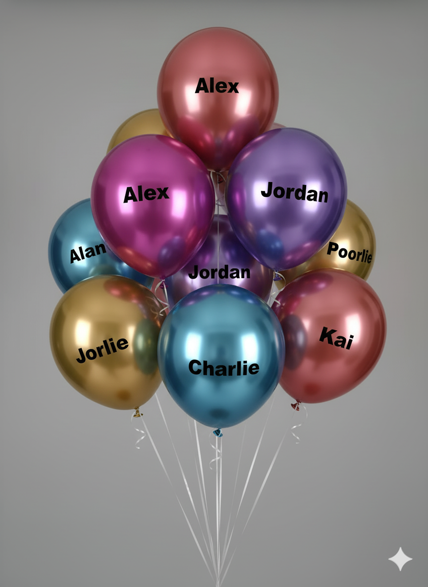Chrome Balloon Name Print Collection - Personalize Your Celebrations - PrintFIM-Printed balloons