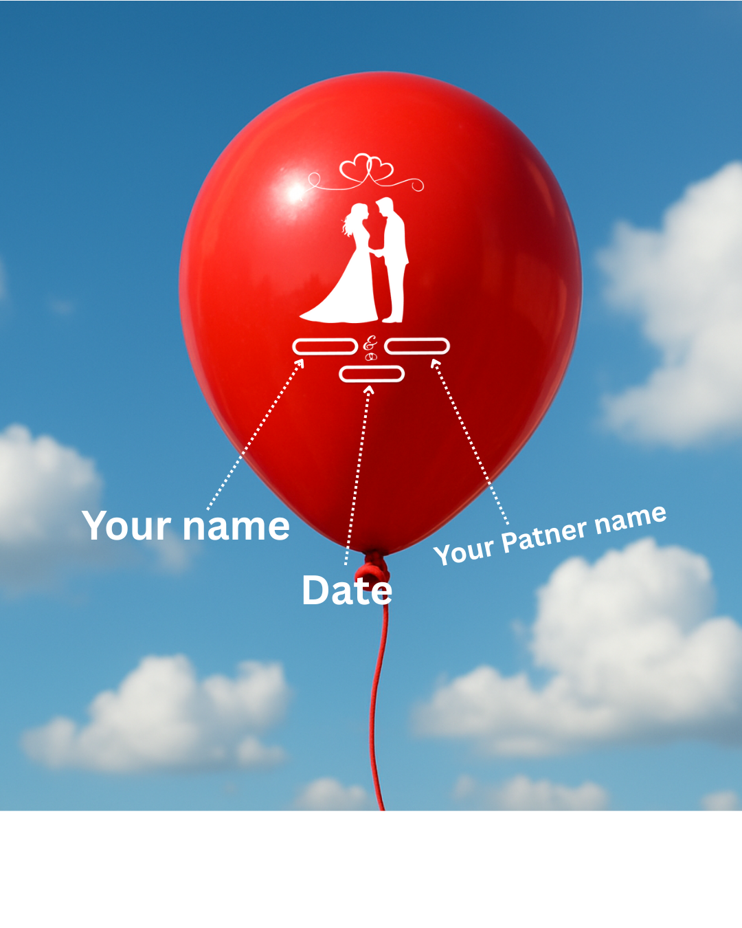 Custom Name Printed Balloons for Wedding Couple Red - Personalize Your Celebration 100 balloons per pack White