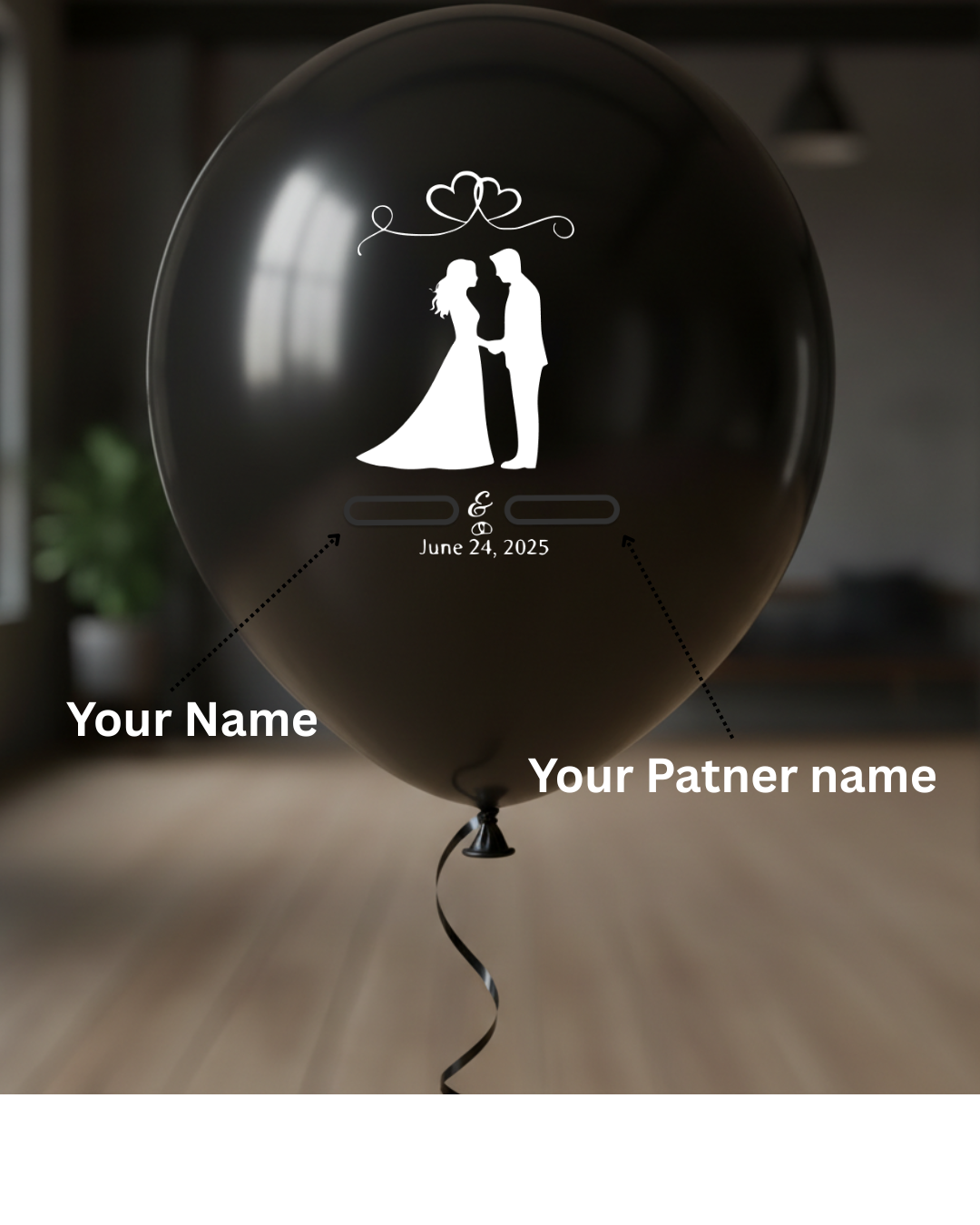 Custom Couple Name Printed Wedding Balloon Black - Unique Wedding Decor