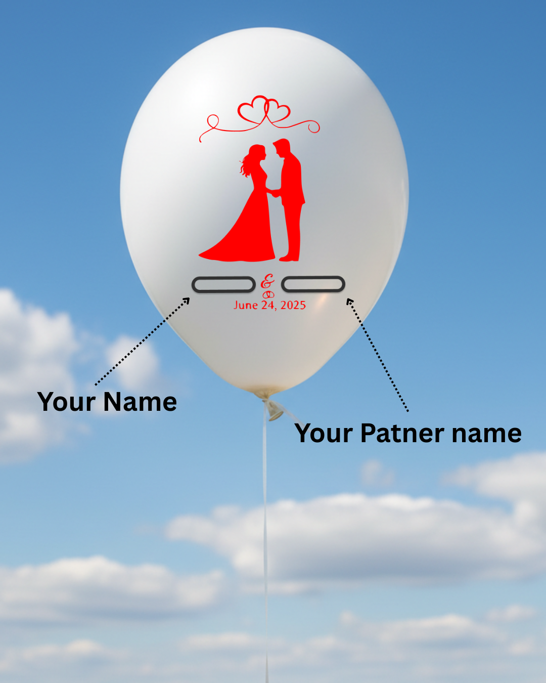 Custom Couple Name Printed Wedding Balloon White - Personalize Your Special Day