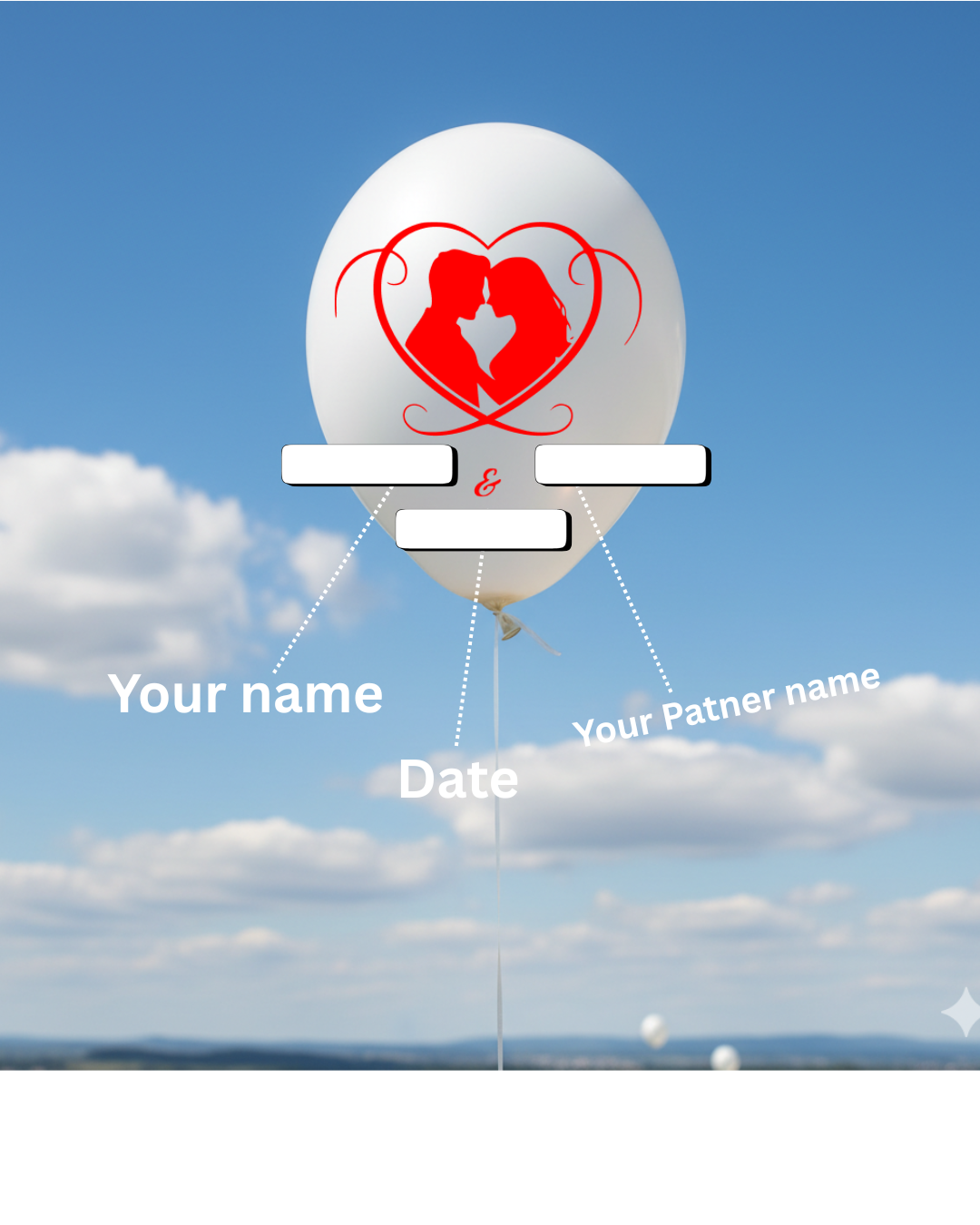 Personalized Wedding Balloons with Couple Names & Date - Custom White Latex Balloons for Marriage 100 balloons per pack Red