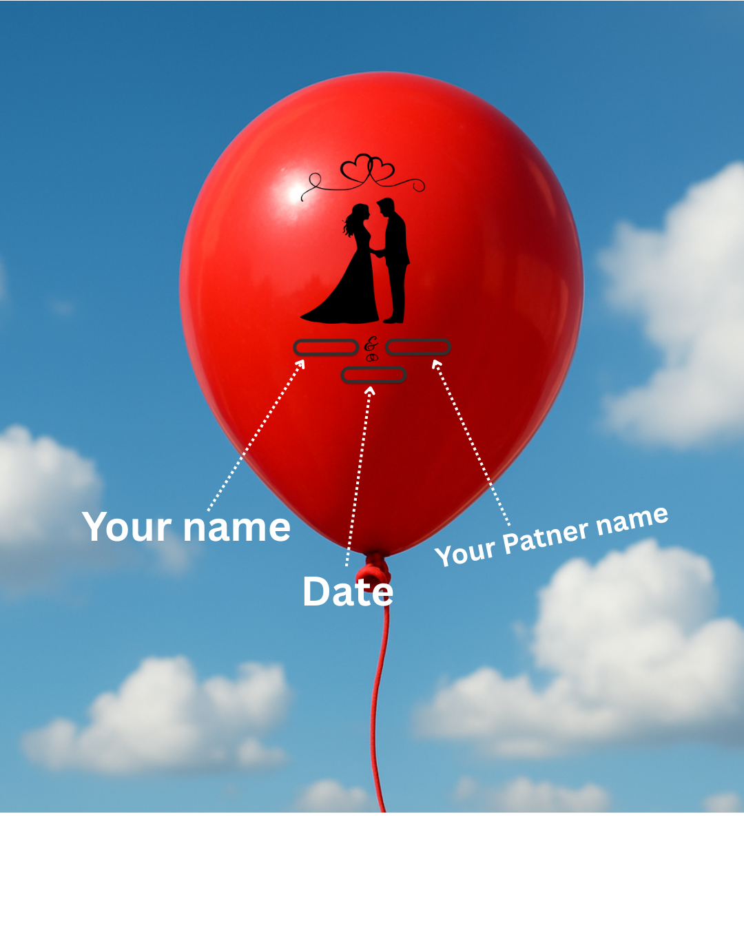 Custom Name Printed Balloons for Wedding Couple Red - Personalize Your Celebration 100 balloons per pack Black