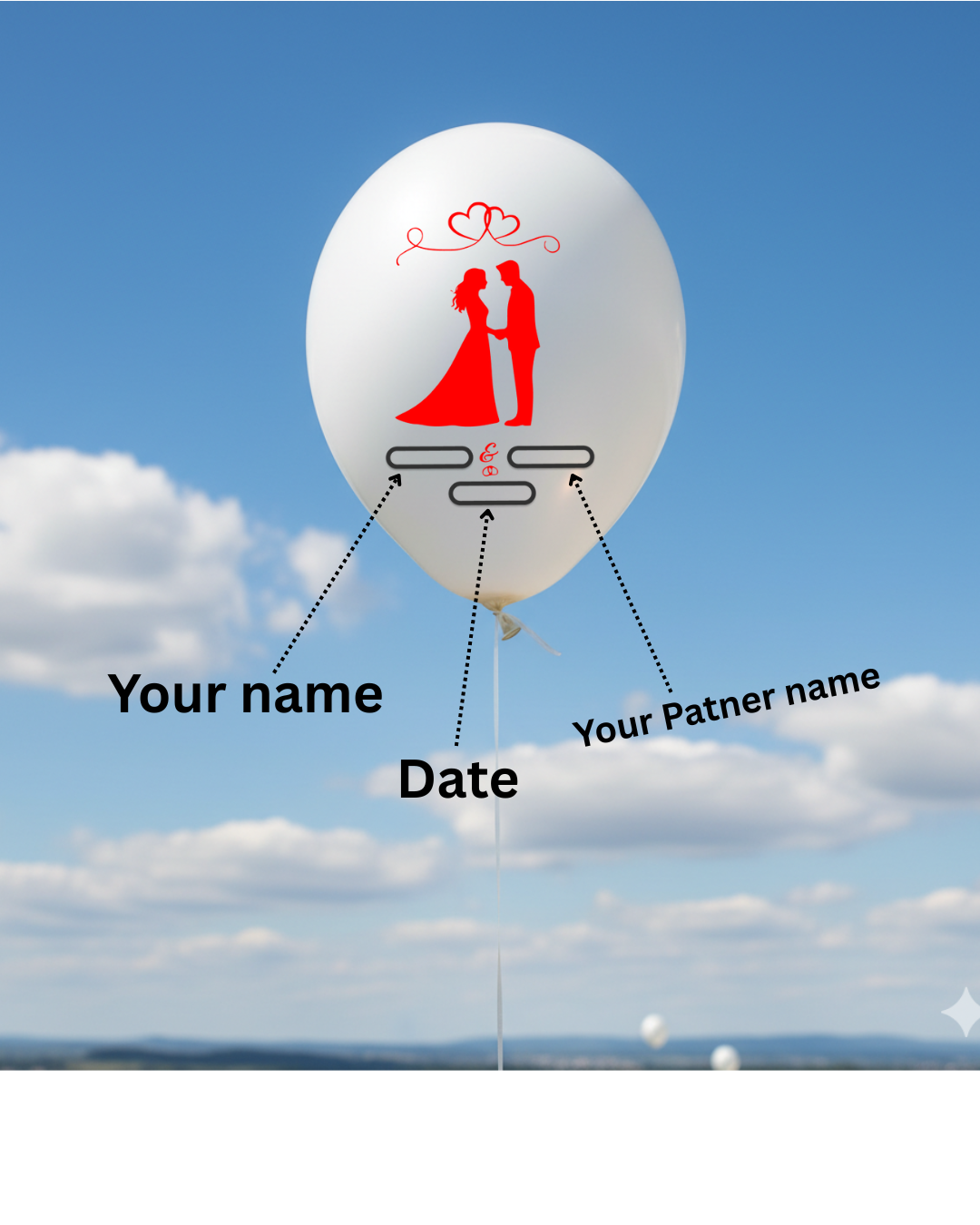 Custom Couple Name Printed Wedding Balloon White - Personalize Your Special Day 100 balloons per pack Red