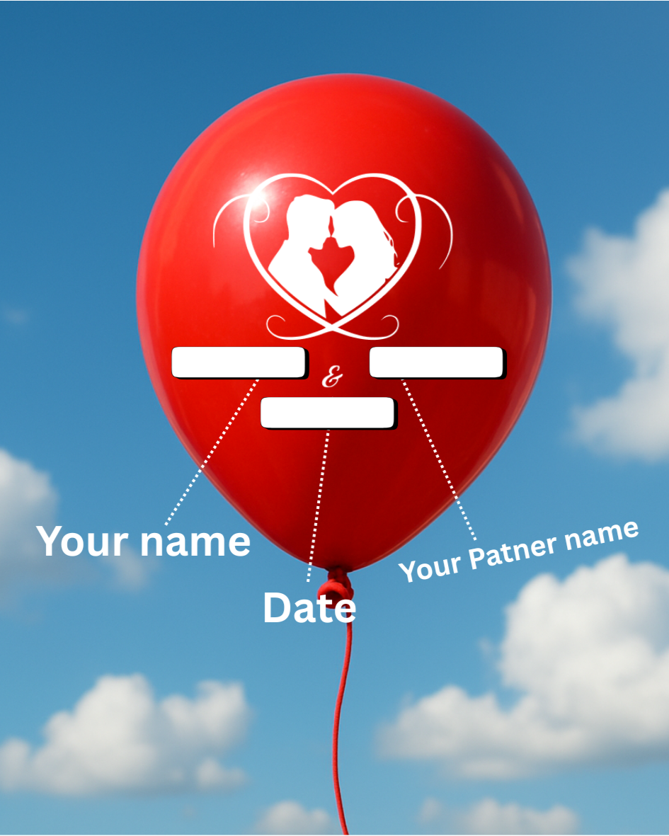 Personalized Wedding Balloons with Couple Names & Date - Custom Red Latex Balloons for Marriage 100 balloons per pack White