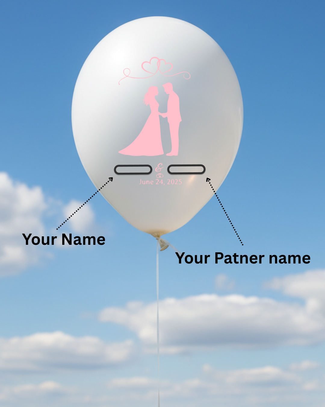 Custom Couple Name Printed Wedding Balloon White - Personalize Your Special Day