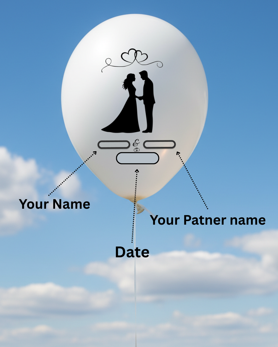 Custom Couple Name Printed Wedding Balloon White - Personalize Your Special Day