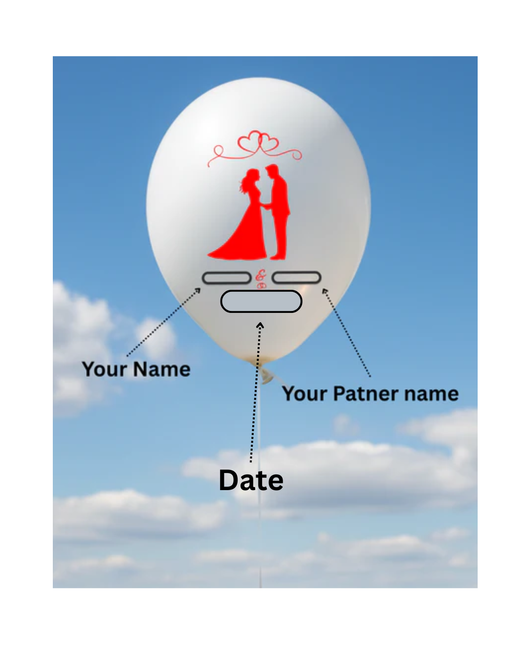 Custom Couple Name Printed Wedding Balloon White - Personalize Your Special Day