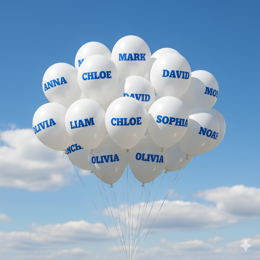 Custom Name Print Balloons for Personalized Celebrations - White Balloon Design