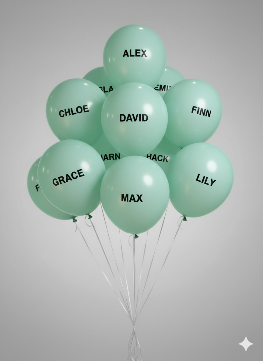 Custom Name Printed Pastel Green Balloon for Unique Celebrations