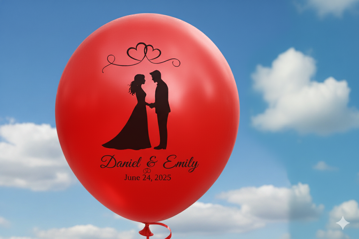 Custom Name Printed Balloons for Wedding Couple Red - Personalize Your Celebration