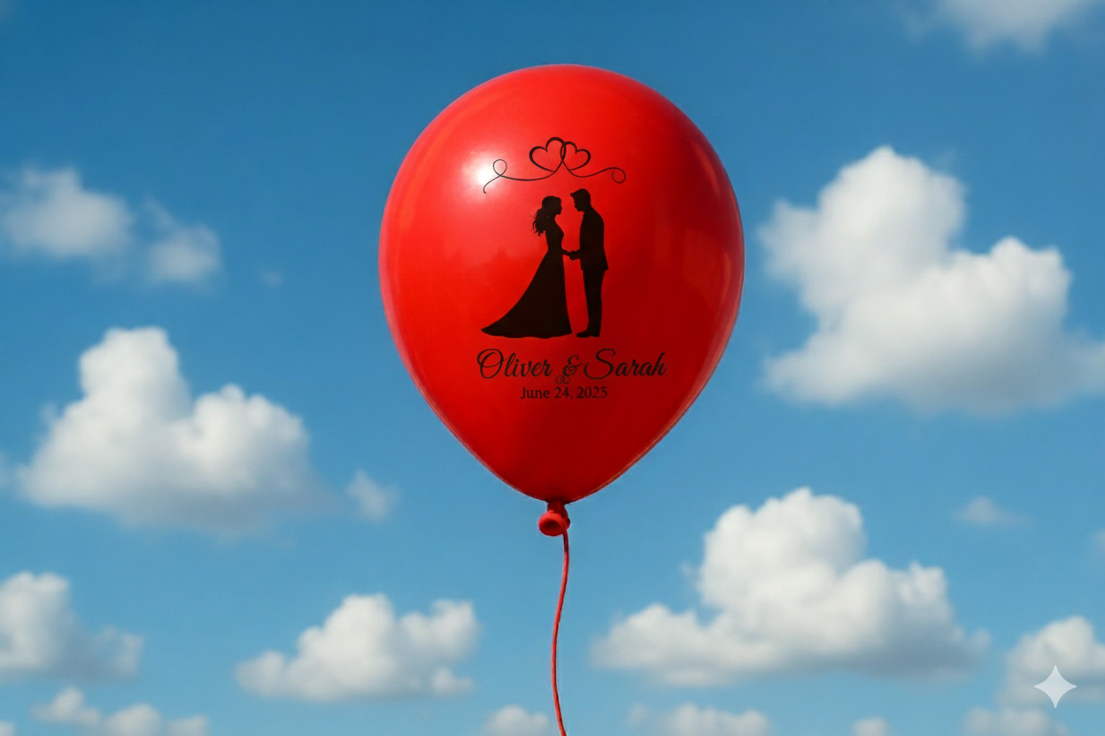 Custom Name Printed Balloons for Wedding Couple Red - Personalize Your Celebration