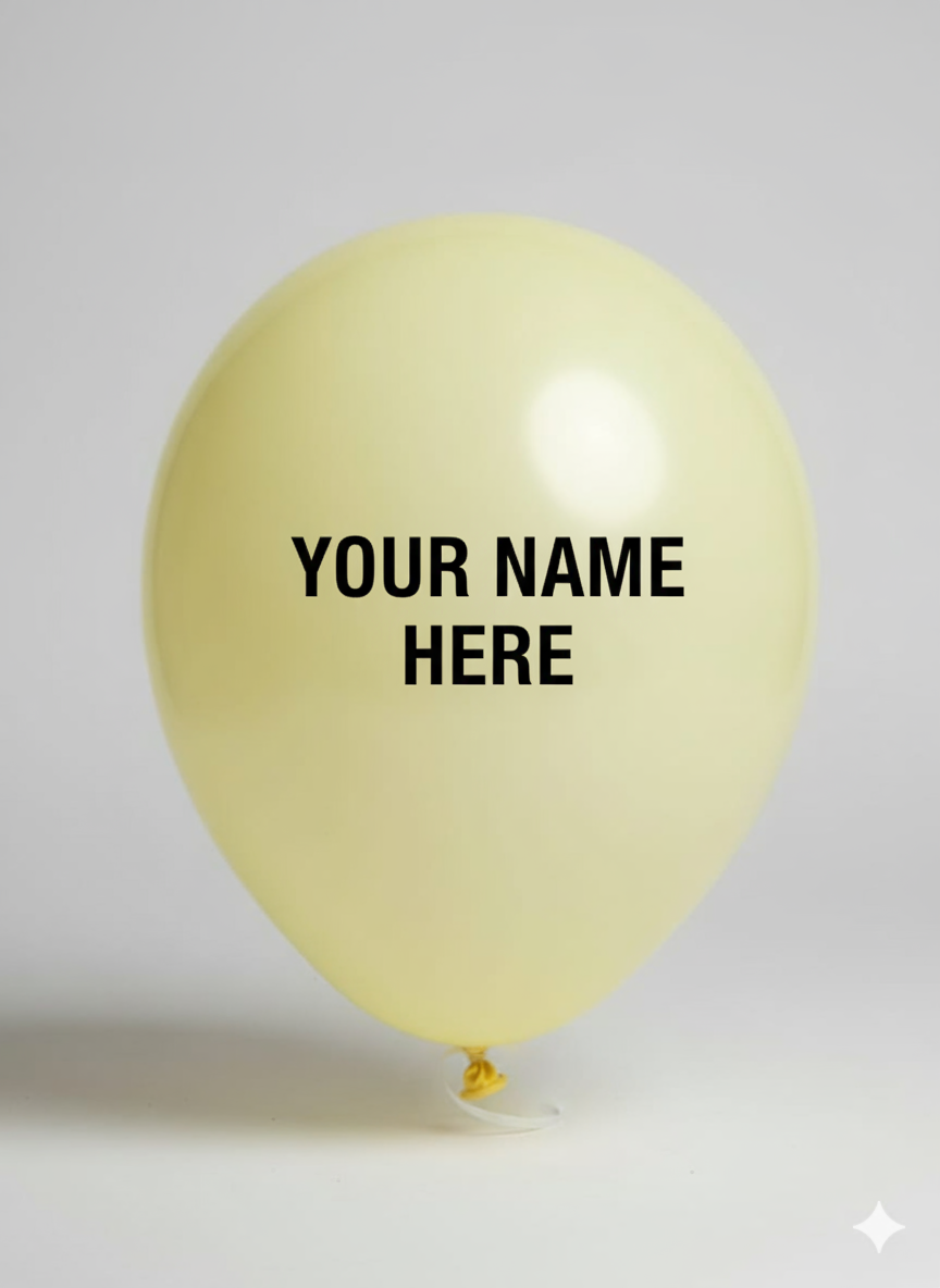 Custom Name Printed Pastel Yellow Balloon for Unique Celebrations