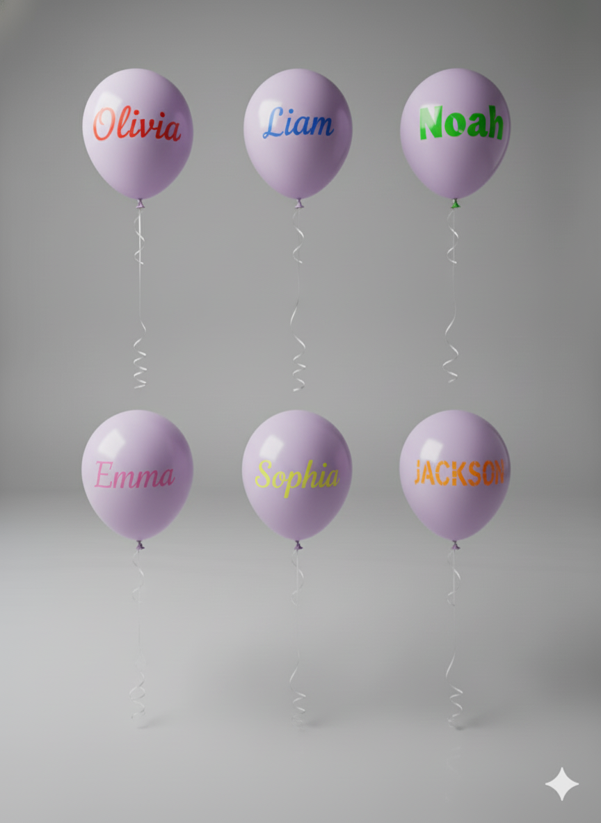 Custom Name Printed Pastel Purple Balloon for Personal Celebrations