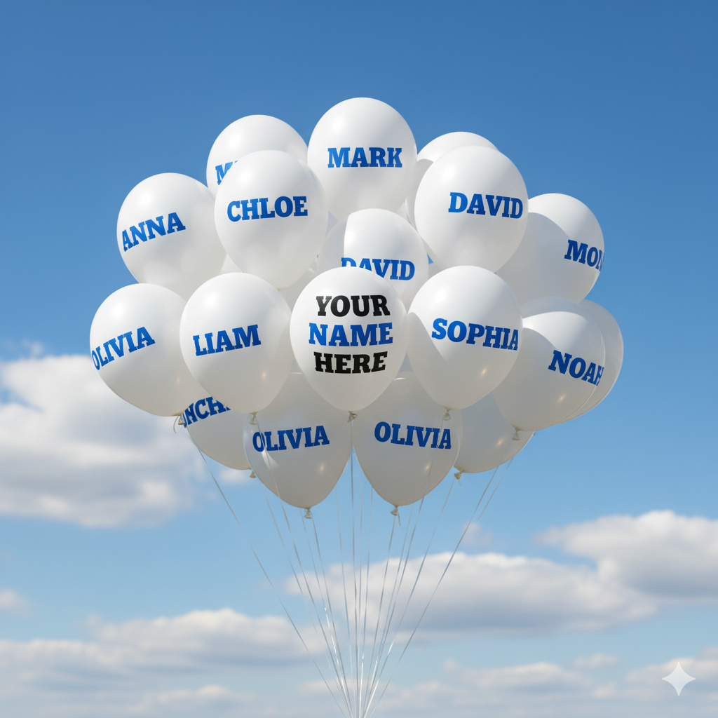 Custom Name Print Balloons for Personalized Celebrations - White Balloon Design