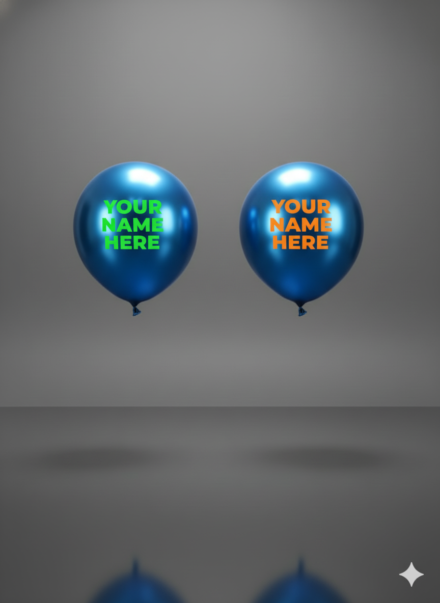 Custom Name Printed Blue Chrome Balloon for Personalized Celebrations