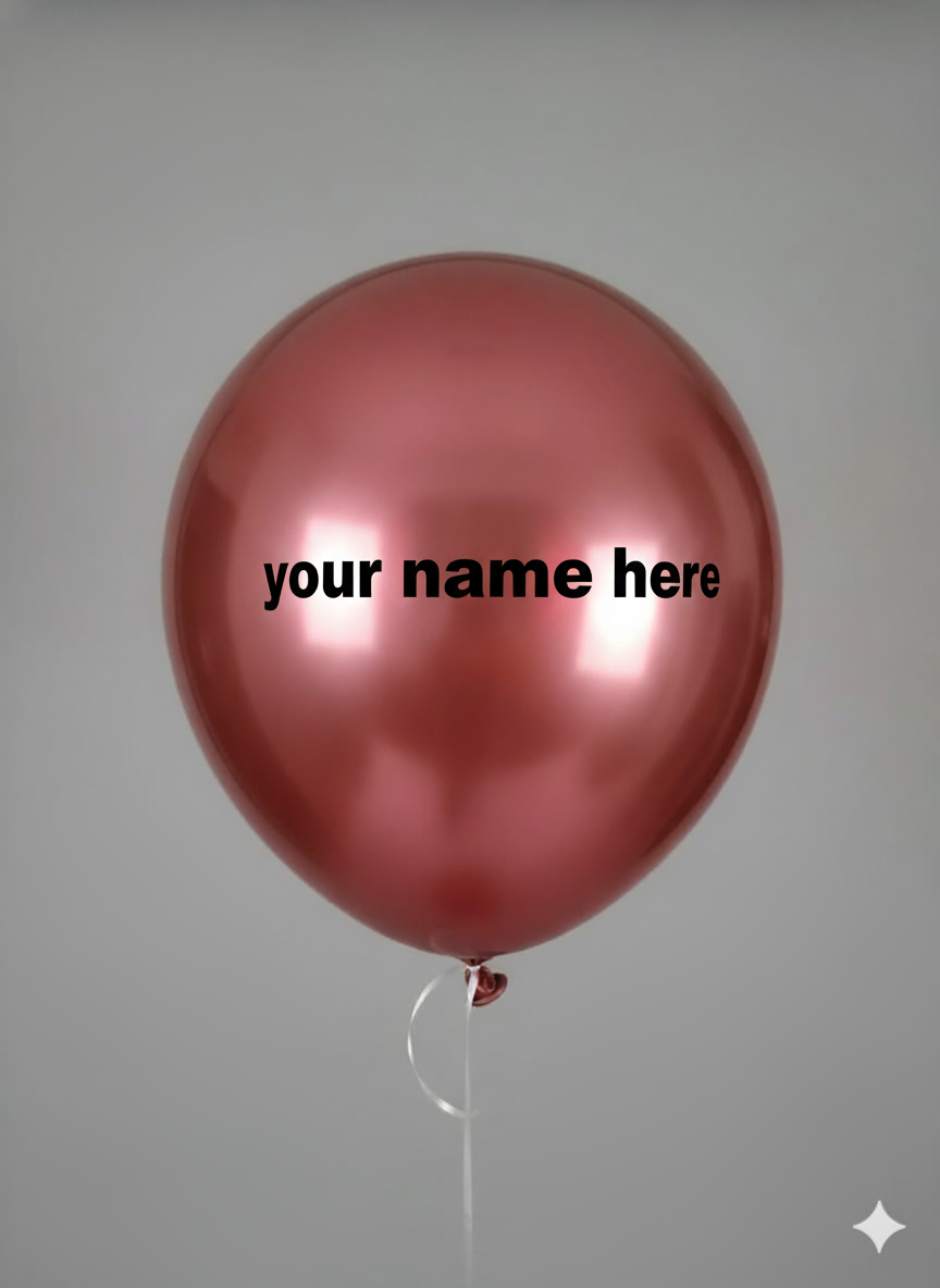 Custom Name Printed Chrome Rose Gold Balloon for Personalized Celebrations