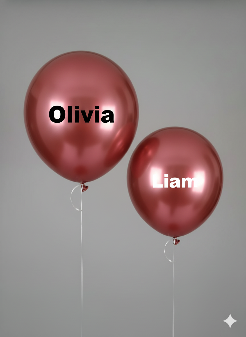 Custom Name Printed Chrome Rose Gold Balloon for Personalized Celebrations