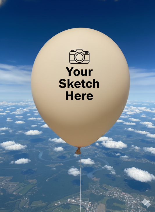 Custom Portrait Line Art Balloon – Single Colour Human Sketch on Skin Tone Balloon