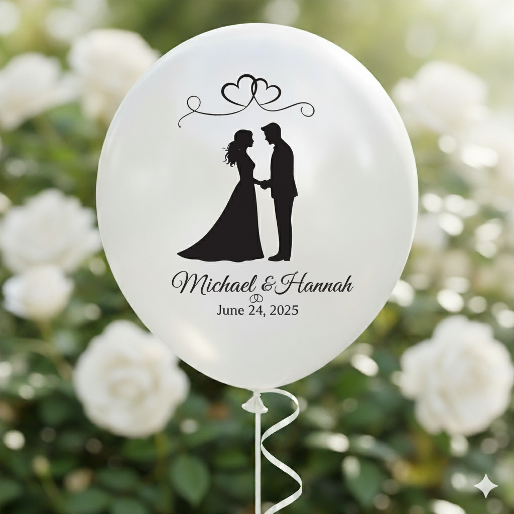Custom Couple Name Printed Wedding Balloon White - Personalize Your Special Day