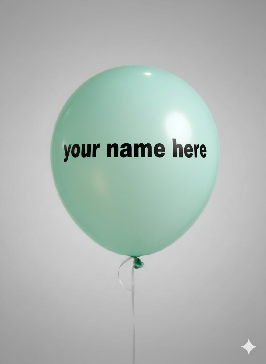 Custom Name Printed Pastel Green Balloon for Unique Celebrations