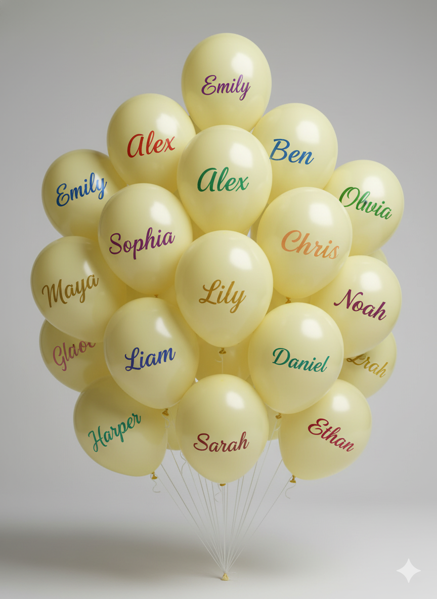Custom Name Printed Pastel Yellow Balloon for Unique Celebrations