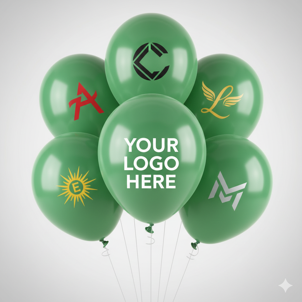 Custom Logo Printed Balloon Green for Unique Branding and Events