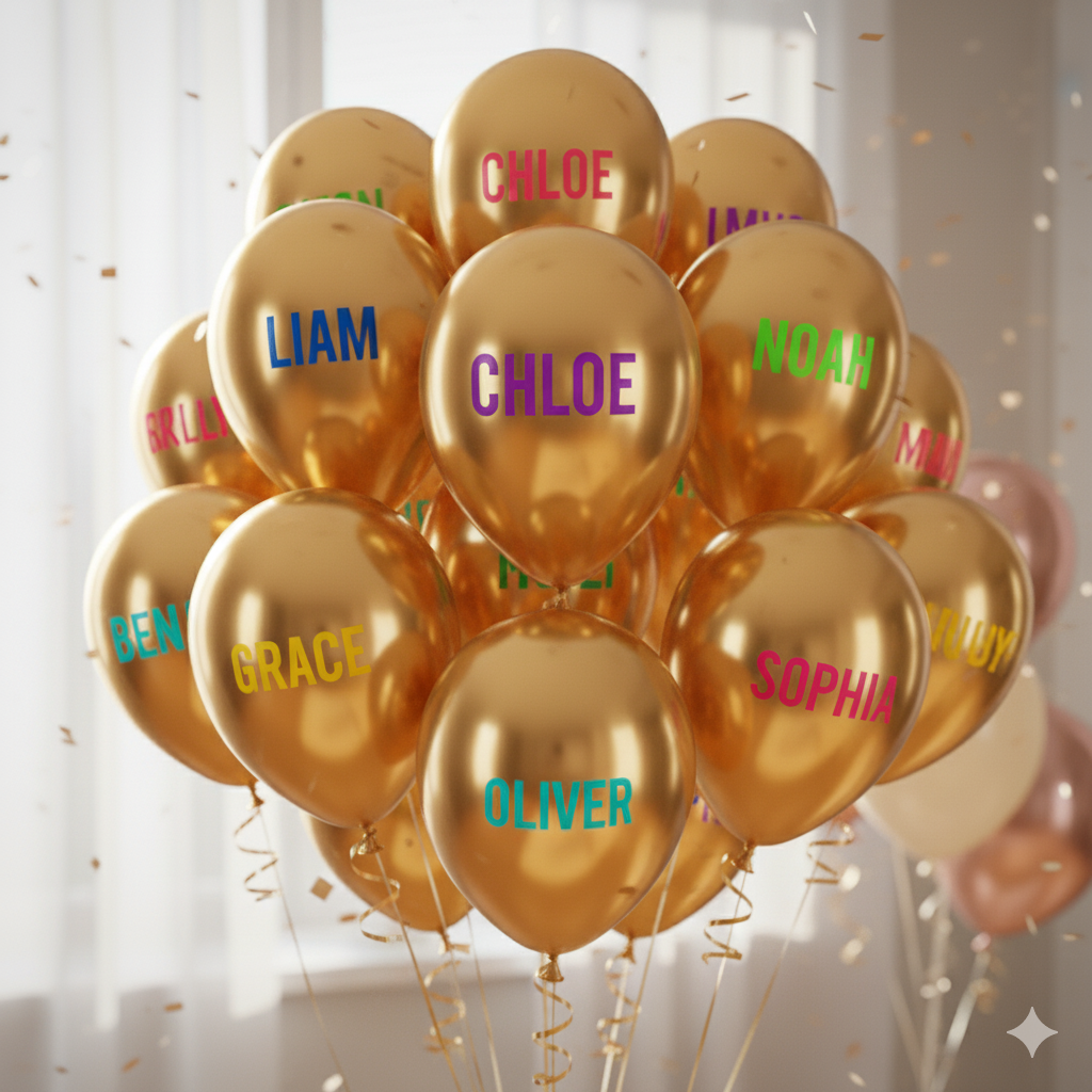 Custom Name Printed Golden Chrome Balloon for Unique Celebrations
