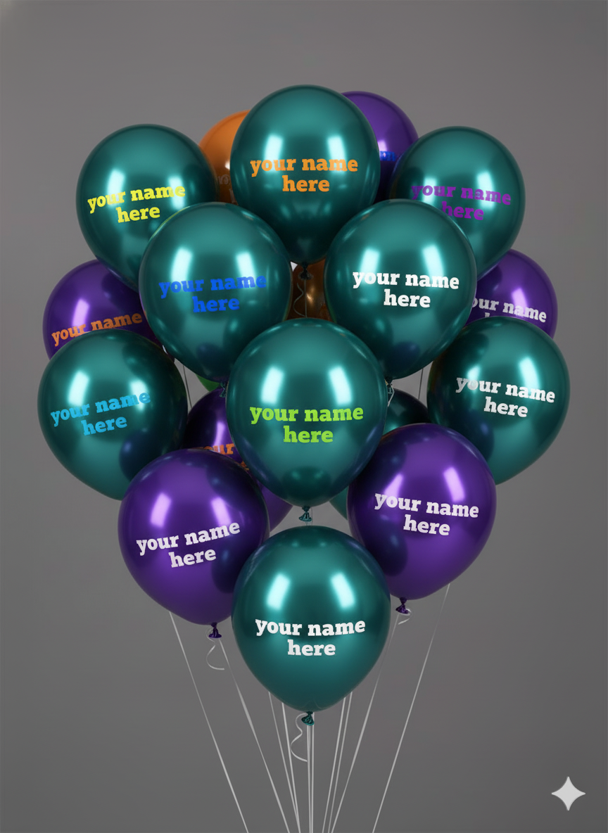 Custom Name Printed Chrome Green Balloon - Personalize Your Celebration