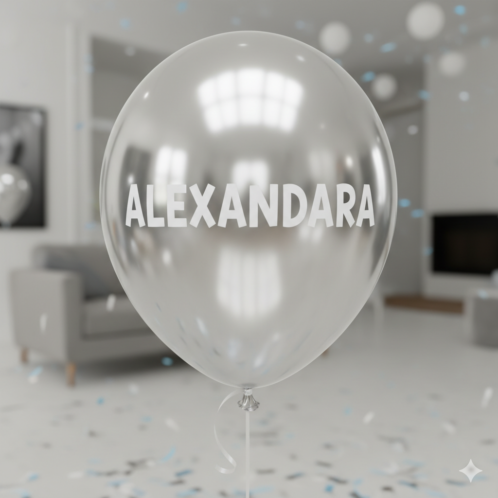 Custom Name Printed Silver Chrome Balloon for Unique Celebrations