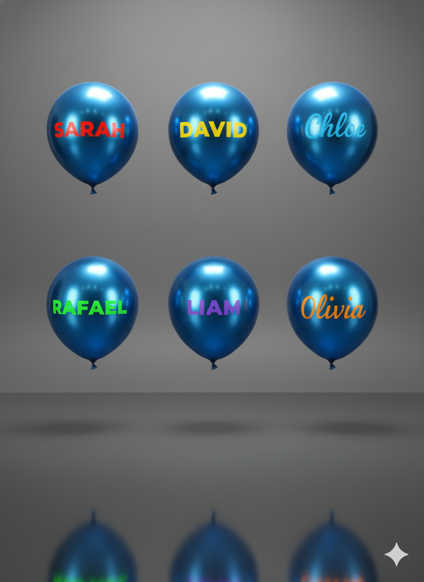 Custom Name Printed Blue Chrome Balloon for Personalized Celebrations