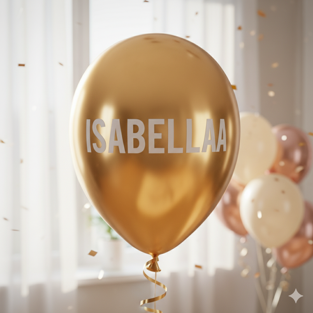 Custom Name Printed Golden Chrome Balloon for Unique Celebrations