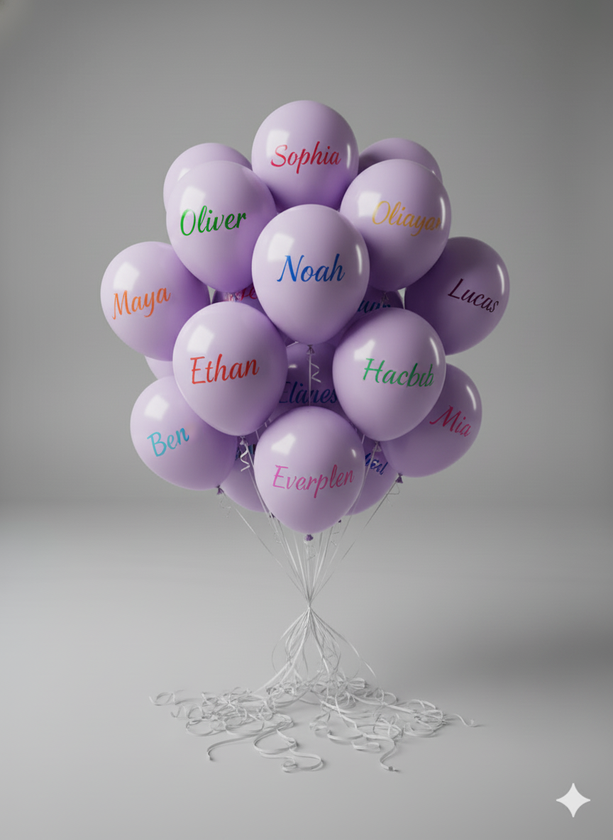 Custom Name Printed Pastel Purple Balloon for Personal Celebrations