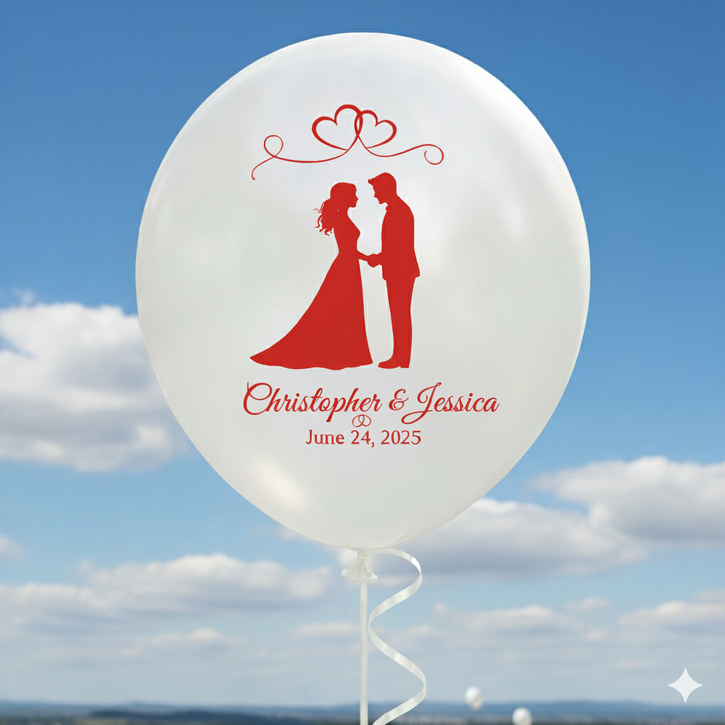 Custom Couple Name Printed Wedding Balloon White - Personalize Your Special Day