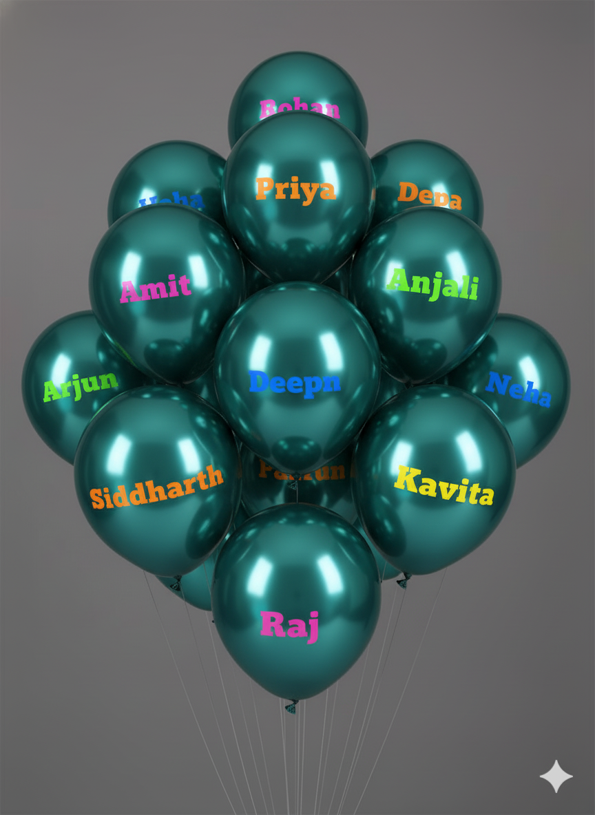 Custom Name Printed Chrome Green Balloon - Personalize Your Celebration