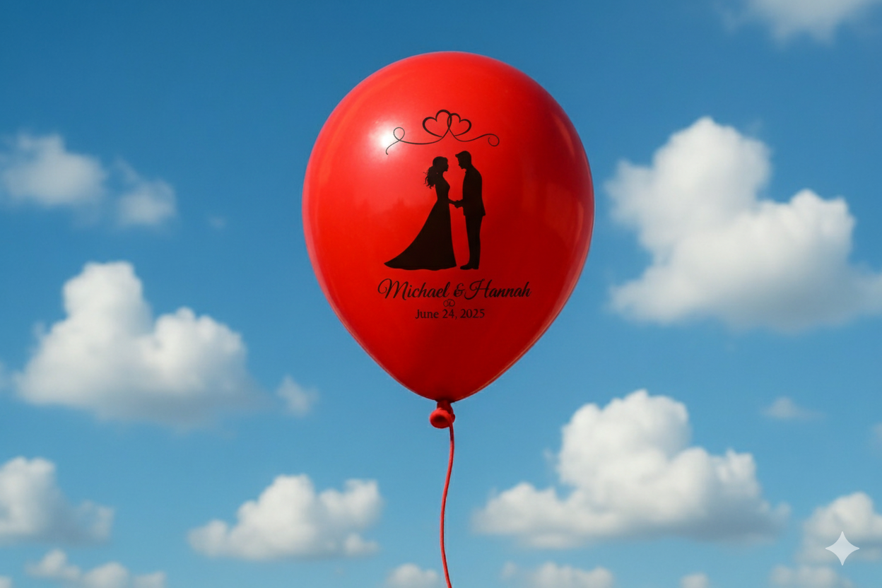 Custom Name Printed Balloons for Wedding Couple Red - Personalize Your Celebration